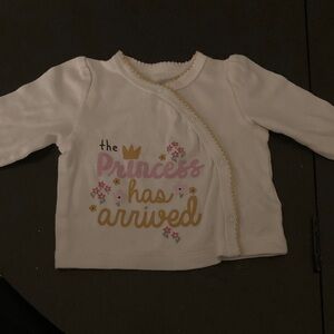 Gerber White Long Sleeve Shirt with Gold and Pink Accents